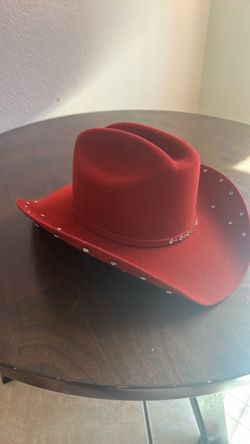 Cheyenne Hats  red woman’s. Special made with rhinestones added