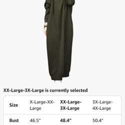 Women's  Maxi Long Hoodie Size XXL Green 