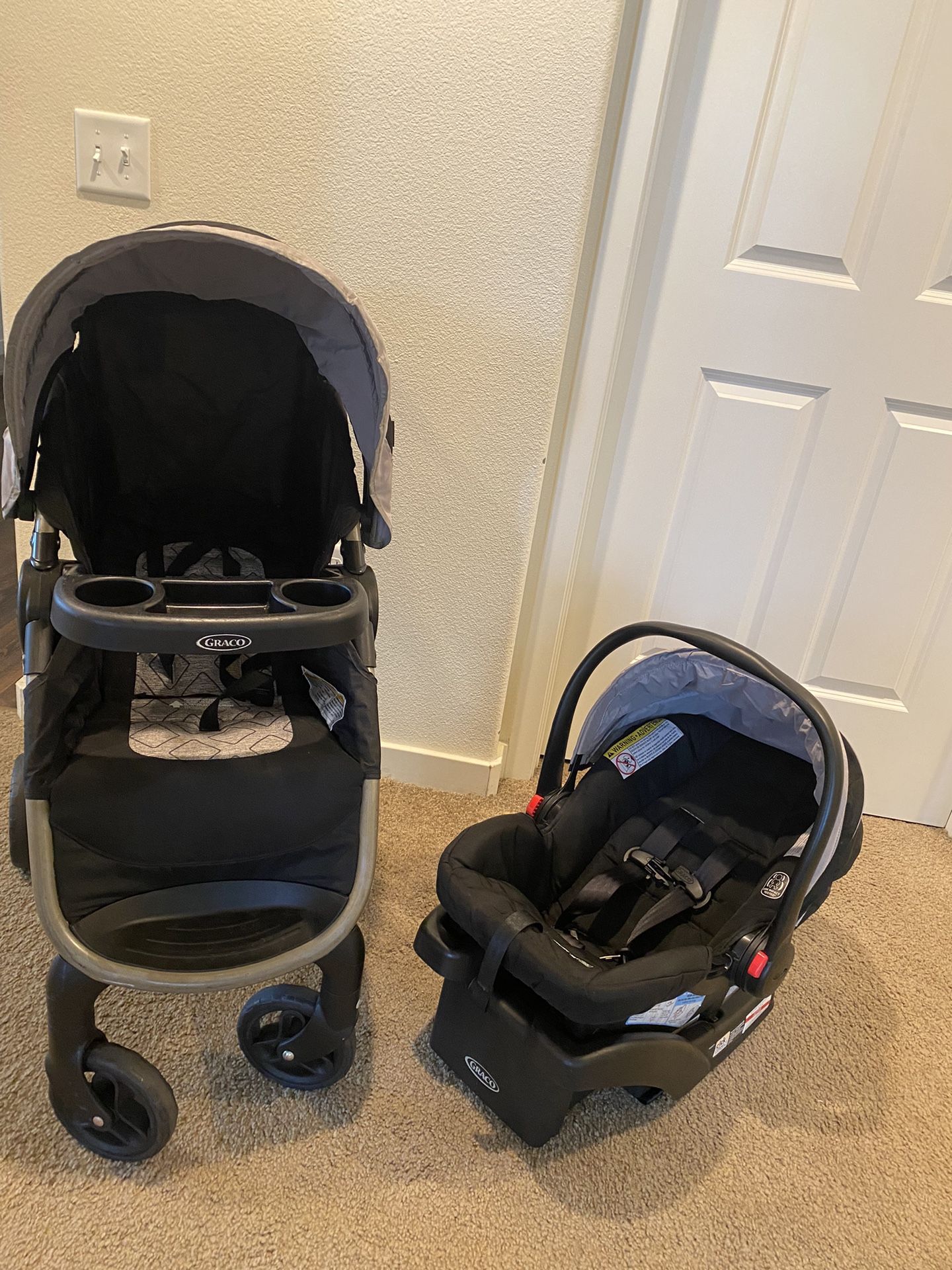 Graco FastAction Fold SE Travel System with SnugRide Infant Car seat ASHER