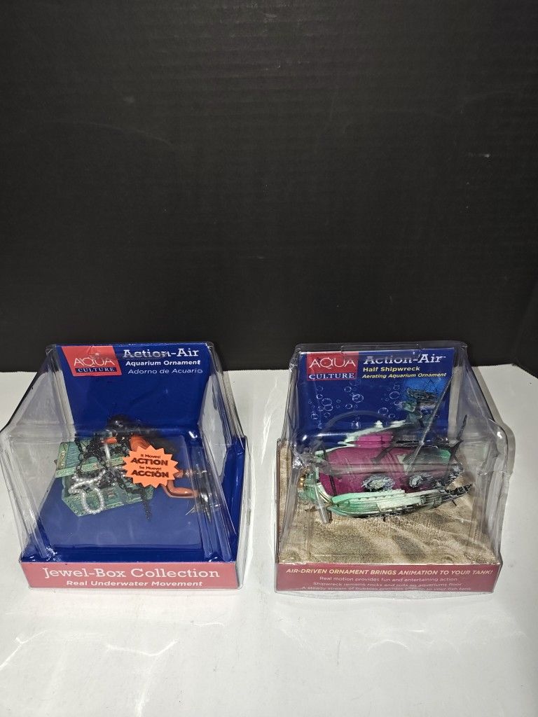 Aqua Culture Half Shipwreck & Treasure Diver Aquarium Bubbling Ornament Decor