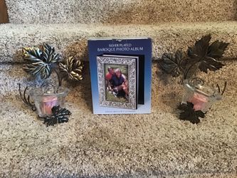 Silver candle holders - picture holder