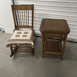 Set Silla Mesedora Y Mesita De Banbu