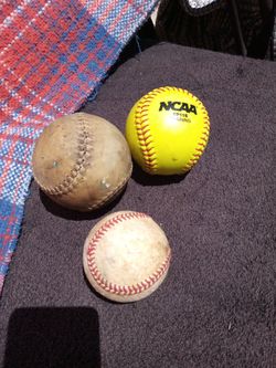 softball and a baseball