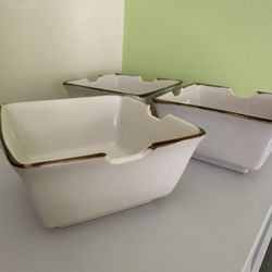 Pottery Barn 6" Asian Square Putty Noodle Soup Bowls Made in Japan