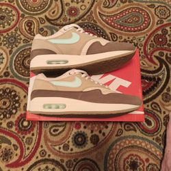 nike air max 1 prm medium brown/mint foam marron crape hemp mens 10.5