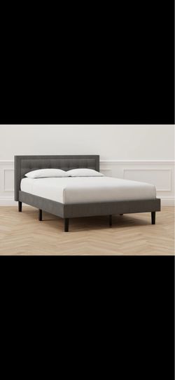 DreamCloud King Pillow Top Mattress + Gray Upholstered Bed Frame – Luxury Set