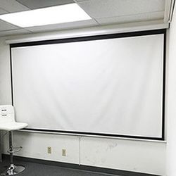 (New in box) $60 Manual 100” 16:9 Projector Screen Manual Pull Down Matte White Viewing Area: 87x49” 