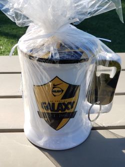 LA Galaxy Beer Stein, Coaster and Bottle Opener gift basket