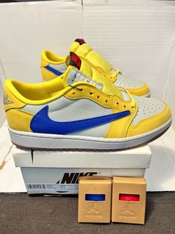 Nike Jordan 1 Low Travis Scott Canary Yellow Elkins High School Size 9.5 Men