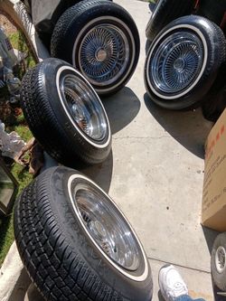 Spoke rims size 14inch with tires and adapters and knock offs