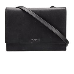 Black Leather Versace Crossbody 