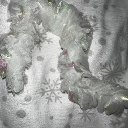 White Iridescent Ruffled Scarf for Barbie doll vintage 