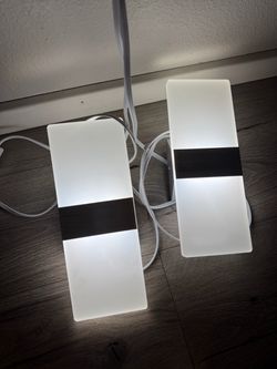 Set of 2 Modern Plug-In LED Wall Sconces w/ Remotes