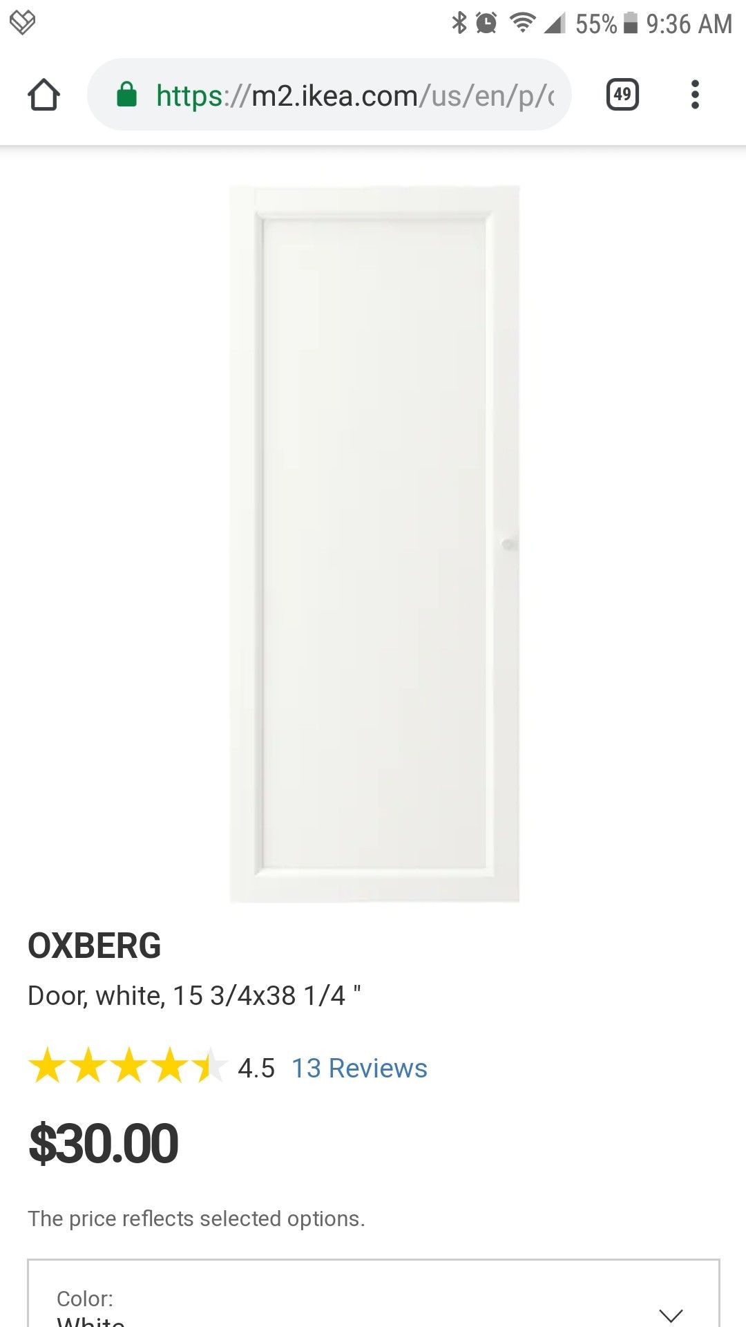 OXBERG Door, white, 15 3/4x38 1/4 - IKEA