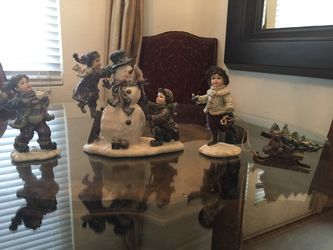 Christmas-Kids & Snowman Scene