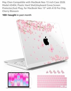 May Chen Compatible with MacBook Neo 13 inch Case 2026 Model A3404, Plastic Hard Shell,Keyboard Cover,Screen Protector,Dust Plug, for MacBook Neo 13"