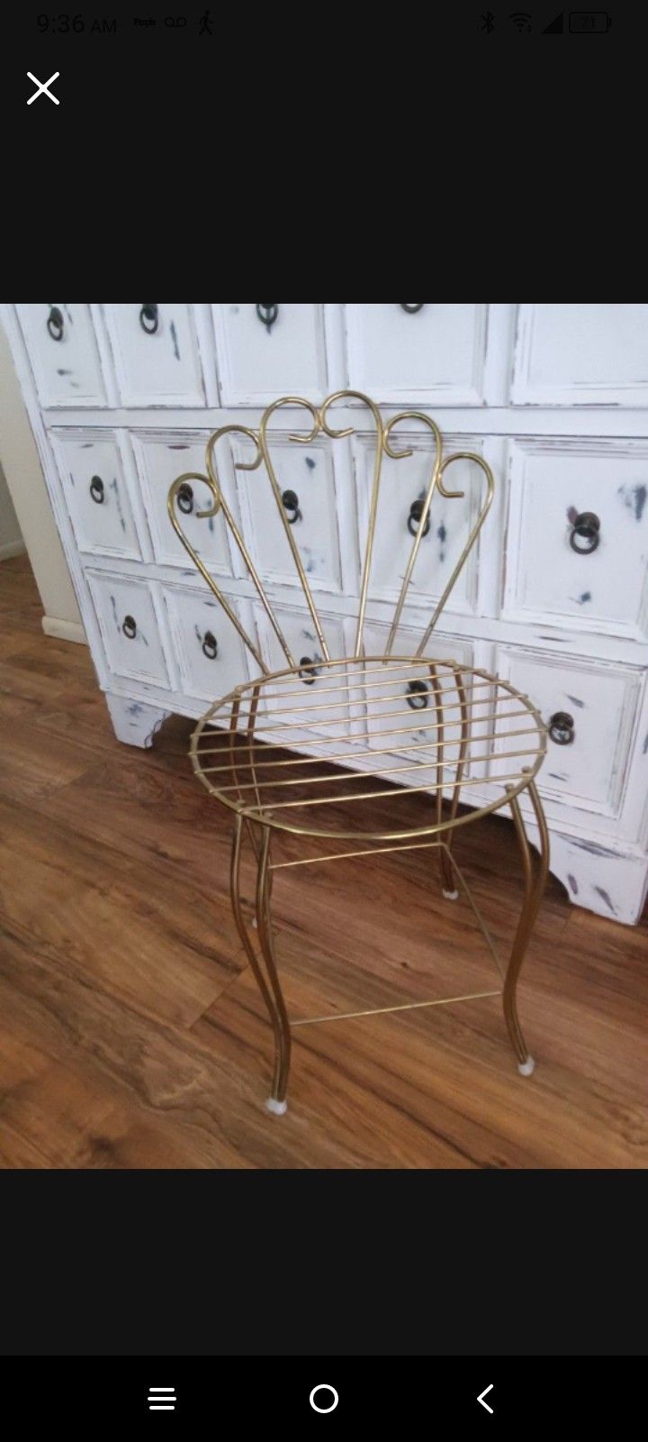 Metal Vanity Stool Chair Vintage