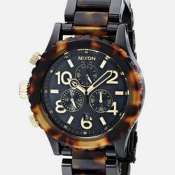 Nixon Tortoise and Gold Chronograph Watch 42-20 women’s watch