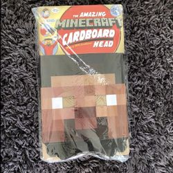 Halloween Minecraft Steve Cardboard Head Costume Kids Adults Party 