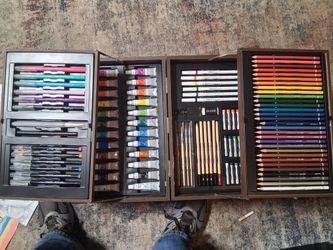 A beginner drawing painting  and writing