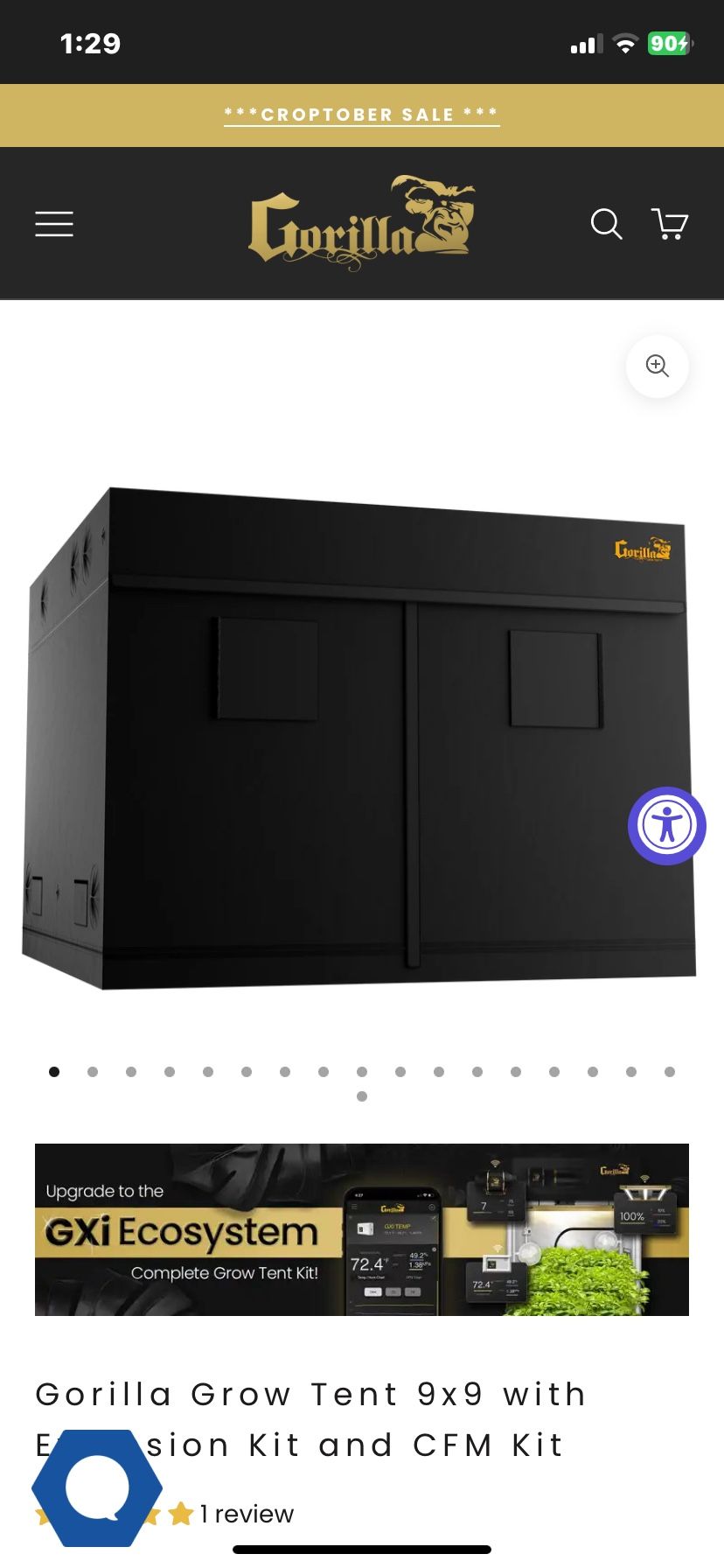 Gorilla Grow tent New 9 x 9 with height extension 