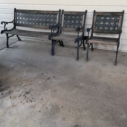 Cast Iron Bench And Chairs