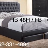 New Queen Size Black Bed W/drawers 