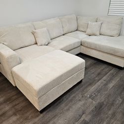 3 Pcs Sectional Beige Corduroy $599 