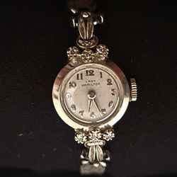Vintage Lady Hamilton 14k White Gold Women's Watch