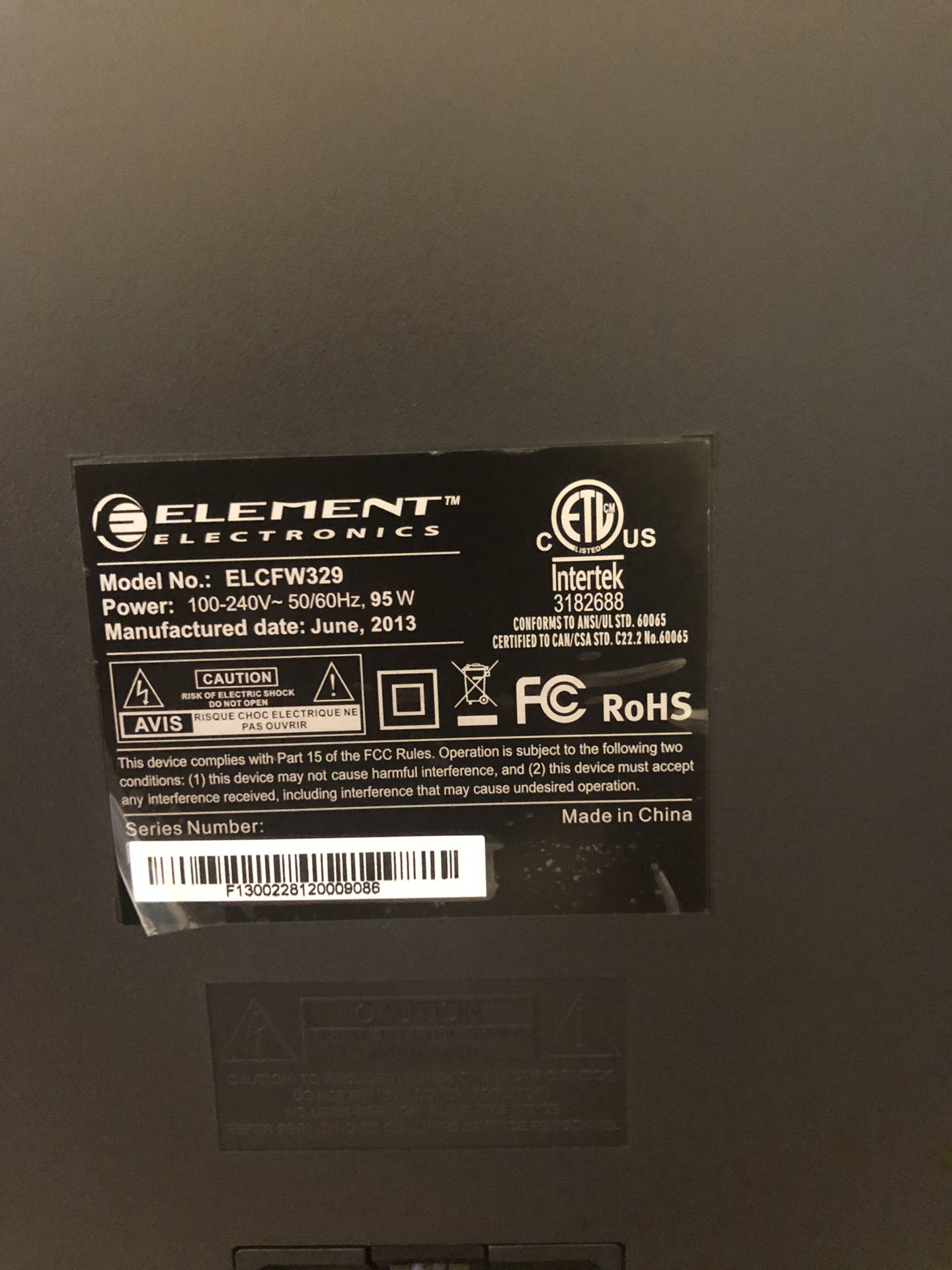 Used Element 32” LCD HDTV