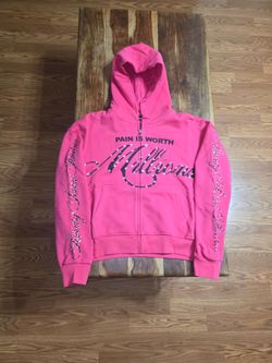 77 Studios Women's  Pink Zip-up Rhinestone Hoodie.  Size Large.