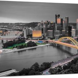 New Pittsburgh Pennsylvania Painting Wall Art Black & White Wall Decor 36"Wx24"H