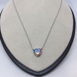 925 STERLING SILVER OPAL HEART SHAPE PENDANT 