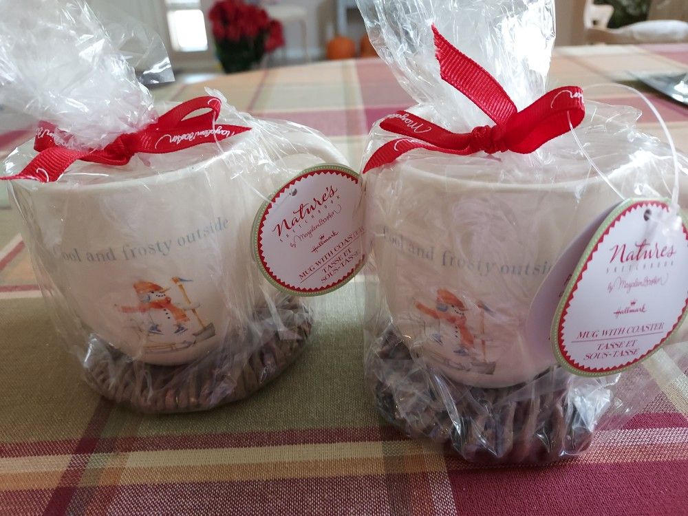 2 Mugs With Coasters from the Nature's Sketchbook By Marjolein Bastin Collection at HALLMARK~NEW IN WRAP
