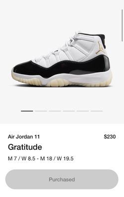 Jordan 11 Gratitude/DMP size 7Y New DS
