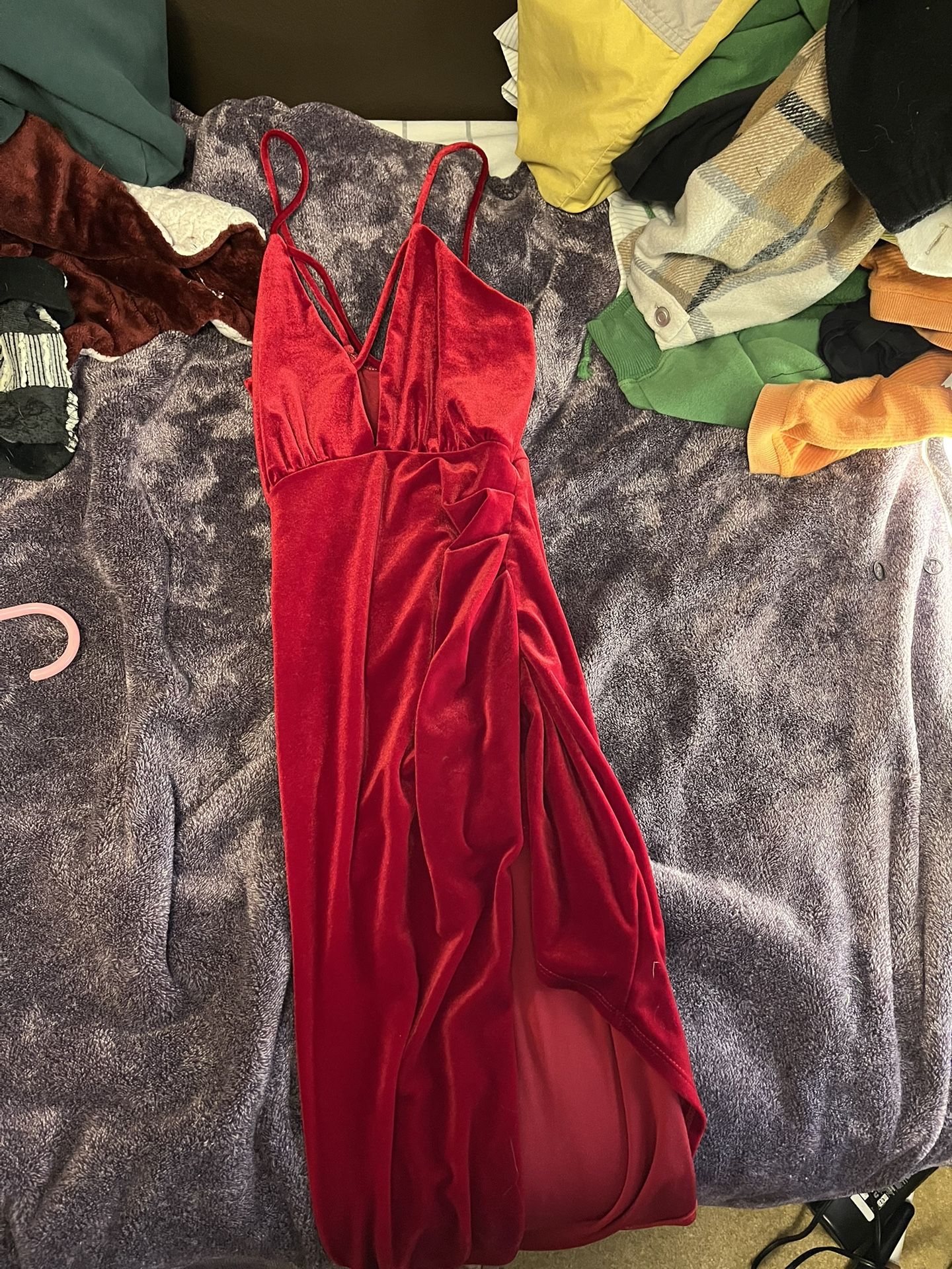 red velvet dress
