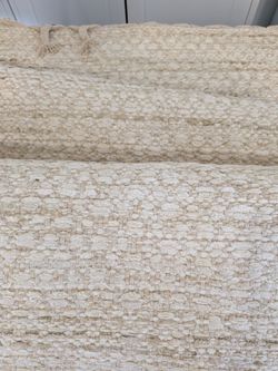 Allen + Roth 5x7.5 ft Woven Textured Rug, Ivory/Natural w/ Tassels