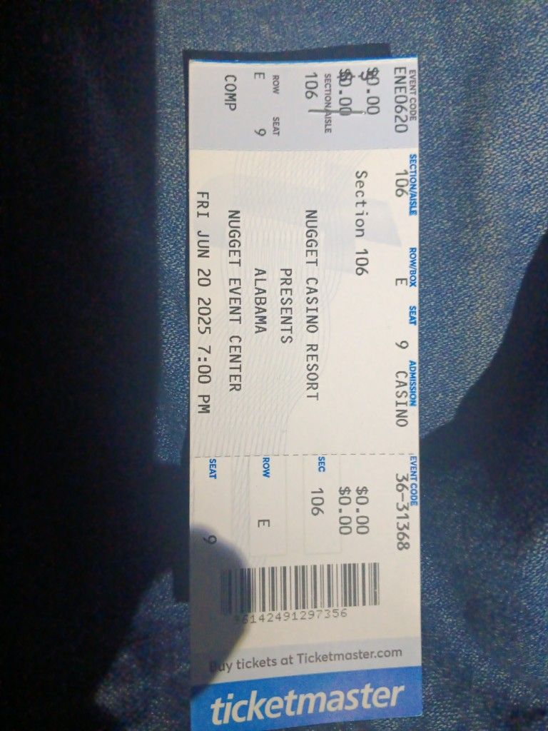 Concert Tickets ALABAMA 6/20/25