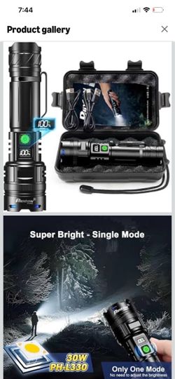 Rechargeable Flashlight High Lumens 100000 One Mode for Home Travel Easy Operation Single Click, Fast USB C Charging, Compact 6.46” Length, Long Lasti