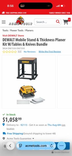 DEWALT Mobile Stand & Thickness Planer Kit W/Tables & Knives Bundle