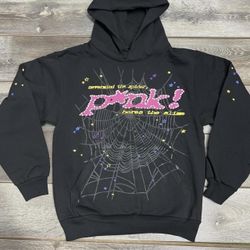 Spider hoodie Pink Black