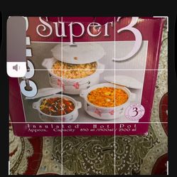 Cello Chef Super 3 pcs Insulated Hot Pot Casserole Gift Set 423ml, 784ml, 1250ml (White