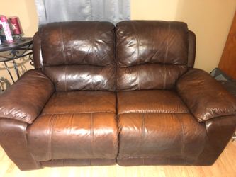 Brown leather couch