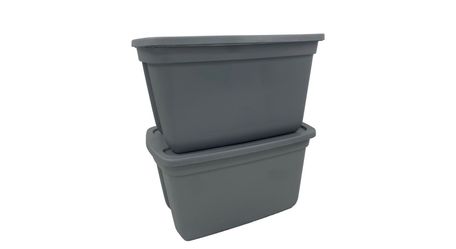 Gray Plastic Storage Tote Bins Set of 2