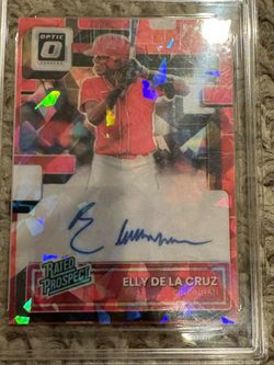 2022 Panini Donruss Optic Cracked Red Rookie Elly De La Cruz Auto /25