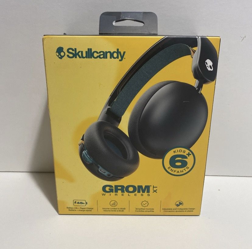 New/Sealed - Skullcandy Grom XT Bluetooth Headphones for Children, Black