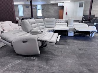 7-piece Leather Sectional, Power Reclining