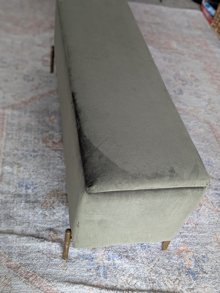 Velvet Storage Bench - Olive