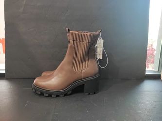 Taupe/Natasha Boots With Side Zipper Size :8.5