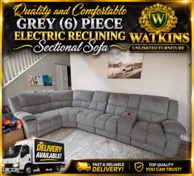 🔥 GREY 6-PIECE ELECTRIC RECLINING SECTIONAL 🔥Delivery Available 🚛🚚